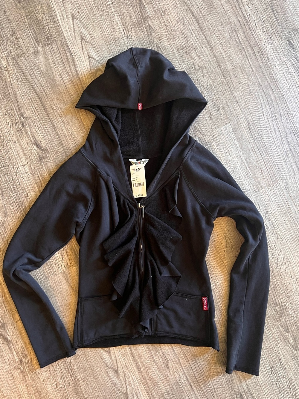 Hard Tail Black Ruffle Zip Hoodie